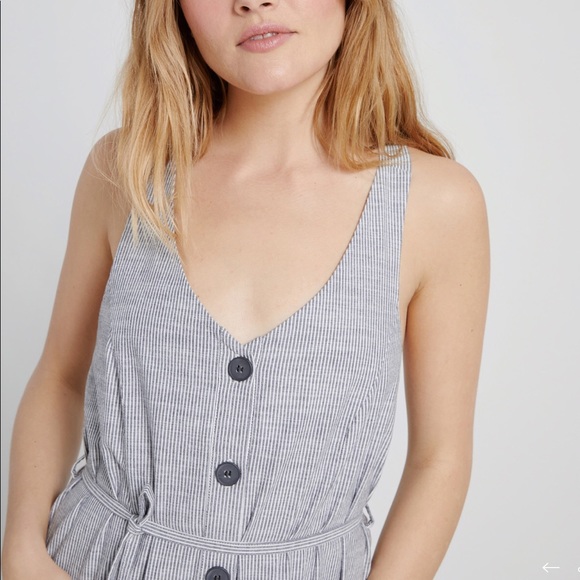 Frank & Oak Good Cotton Button-Up Striped Jumpsuit - Picture 3 of 7